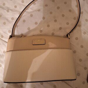 Kate Spade New York Beige Pebbled Leather Crossbody Bag – Adjustable Strap